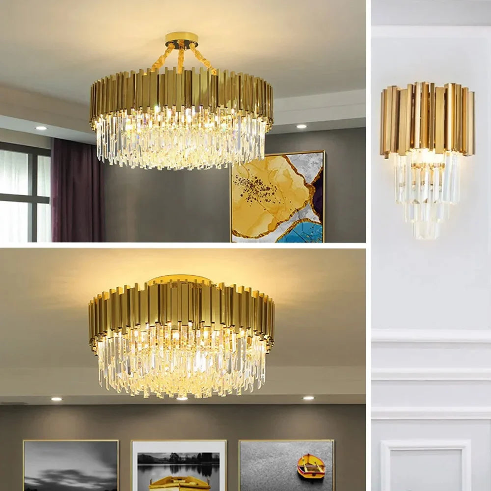 Afralia™ Nordic Modern Crystal Ceiling Chandelier LED Lights for Luxury Home Decor