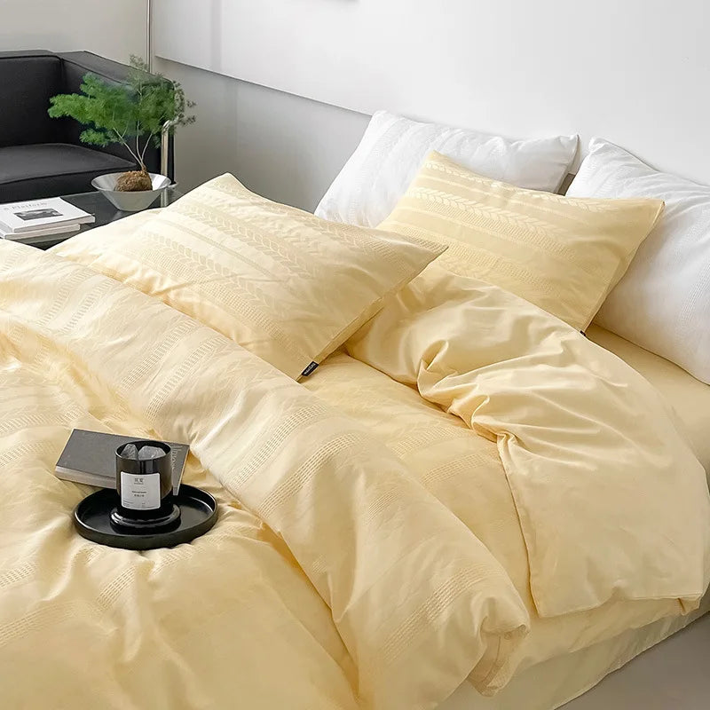 Afralia™ Cotton Jacquard Bedding Set - Single Double Queen King Size Bedclothes