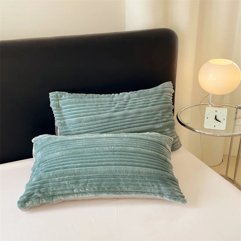 Afralia™ Luxe Plush Rabbit Velvet Pillowcase Single Soft Machine Washable Colorfast