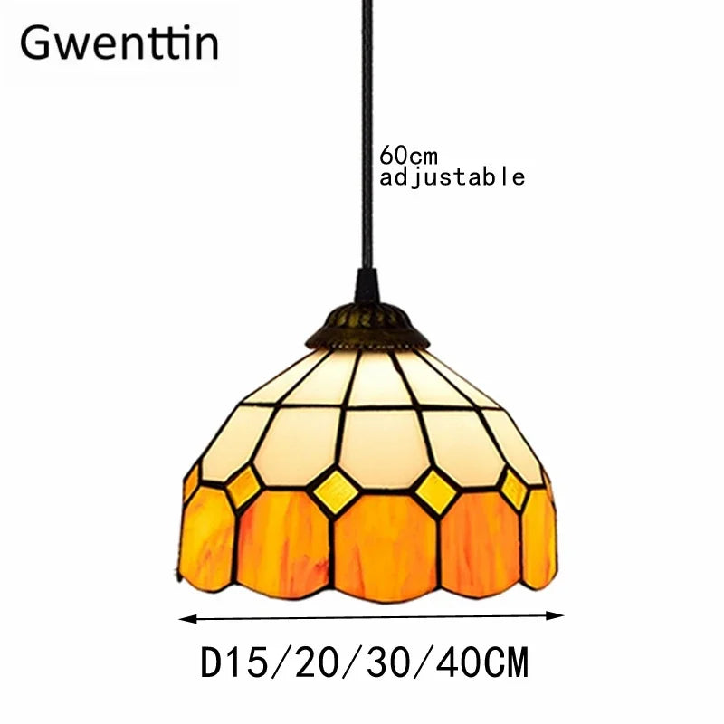 Afralia™ Tiffany Square Pendant Light, Stained Glass Hanging Lamp for Home Decor