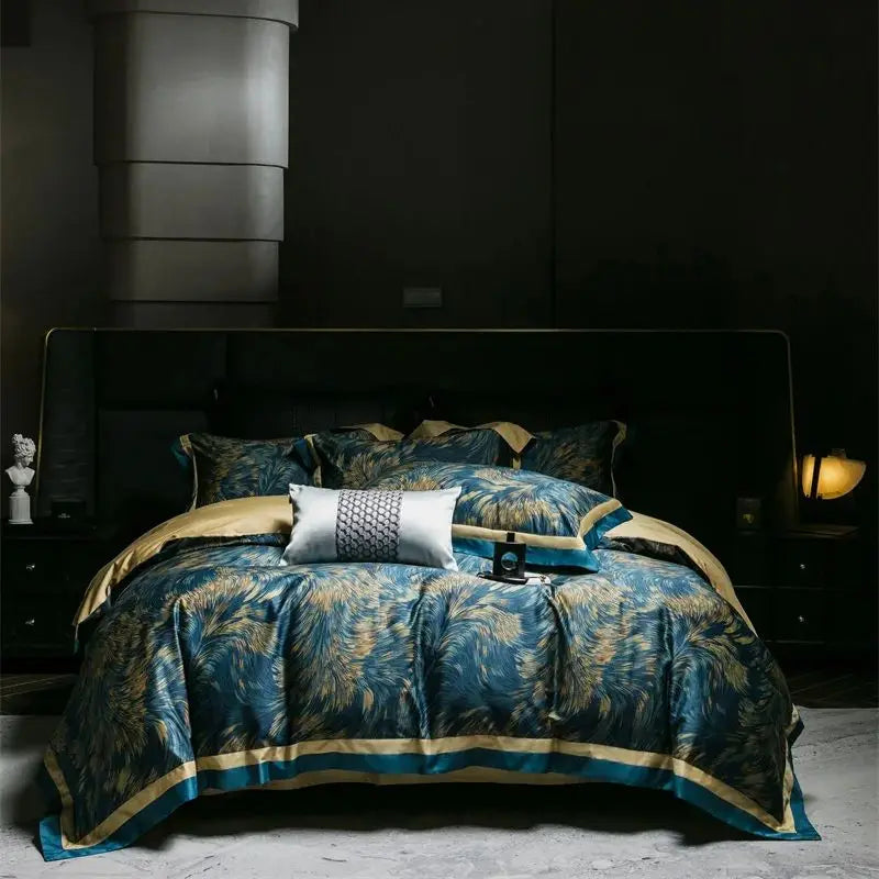 Afralia™ Blue Starry Sky Print Bedding Set: Queen King Size 1000TC Egyptian Cotton Duvet Covet, Sheets & Pillowcases