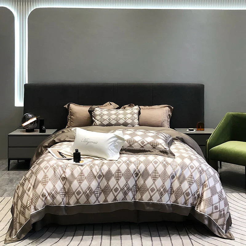 Afralia™ Eucalyptus Lyocell Flowers Duvet Set with Sheet & Pillowcases