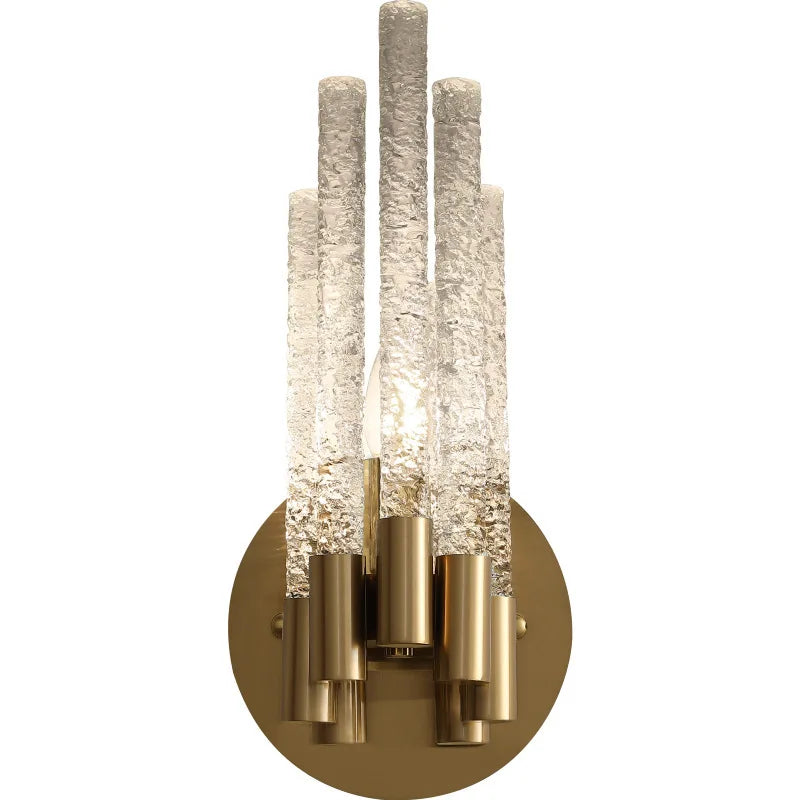 Afralia™ Gold Metal Glass Wall Sconce, Elegant E14 Bulb Foyer Bedroom Dining Room Lamp