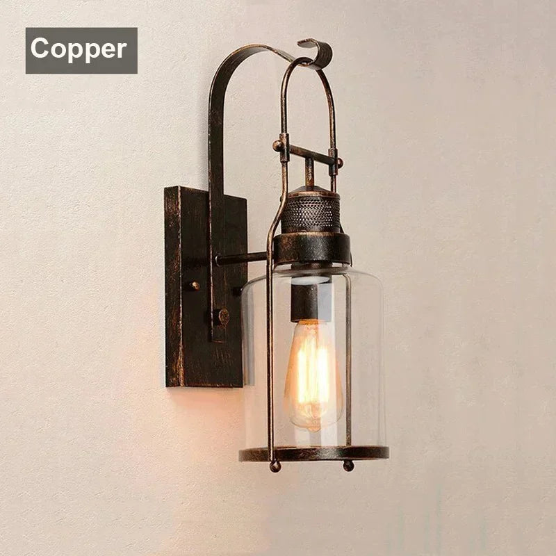 Afralia™ Vintage Iron Outdoor Wall Lamp for Garden, Aisle, and Balcony