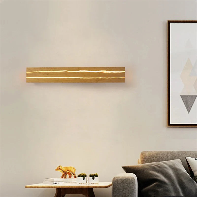 Afralia™ Wooden Grain LED Wall Lamp for Home Decor and Indoor Lighting