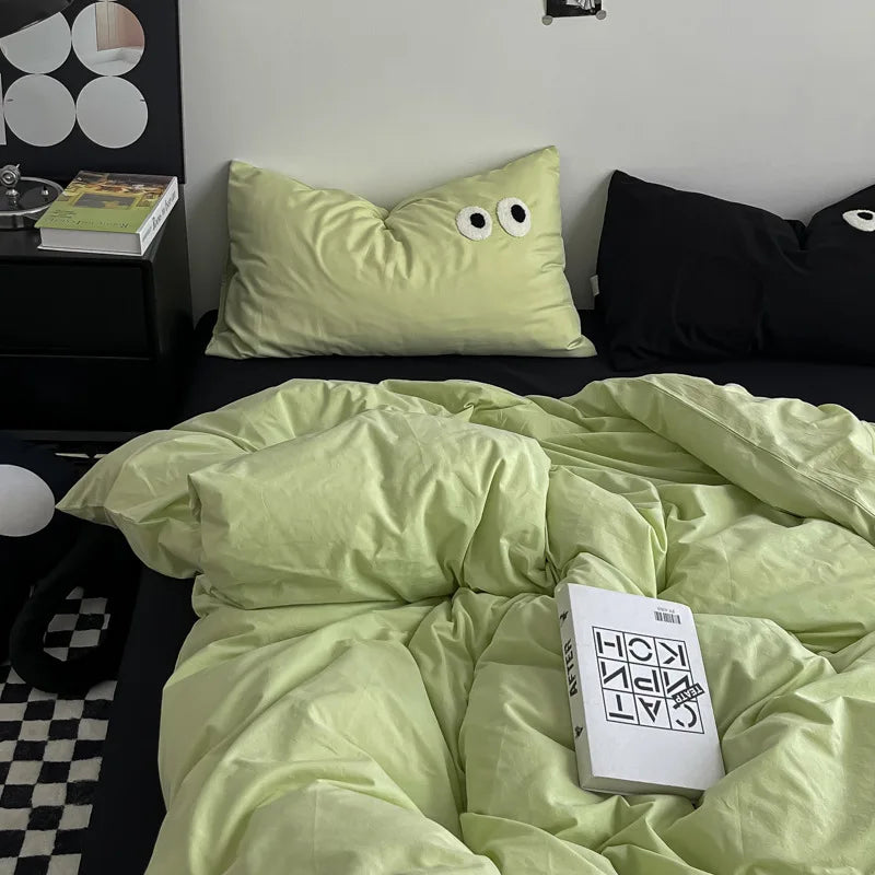 Afralia™ Soft Skin Eye Embroidery Bedding Set: High Quality Duvet Cover Set