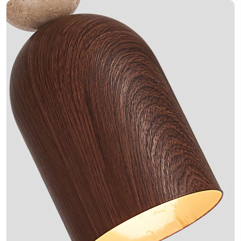 Afralia™ Yellow Travertine Stone LED Pendant Light: Modern Iron Fixture for Home Decor