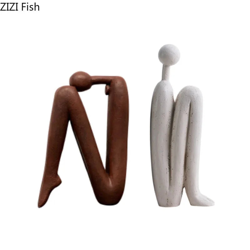 Afralia™ Abstract Figure Resin Sculpture Desk Decor Modern Home Ornament