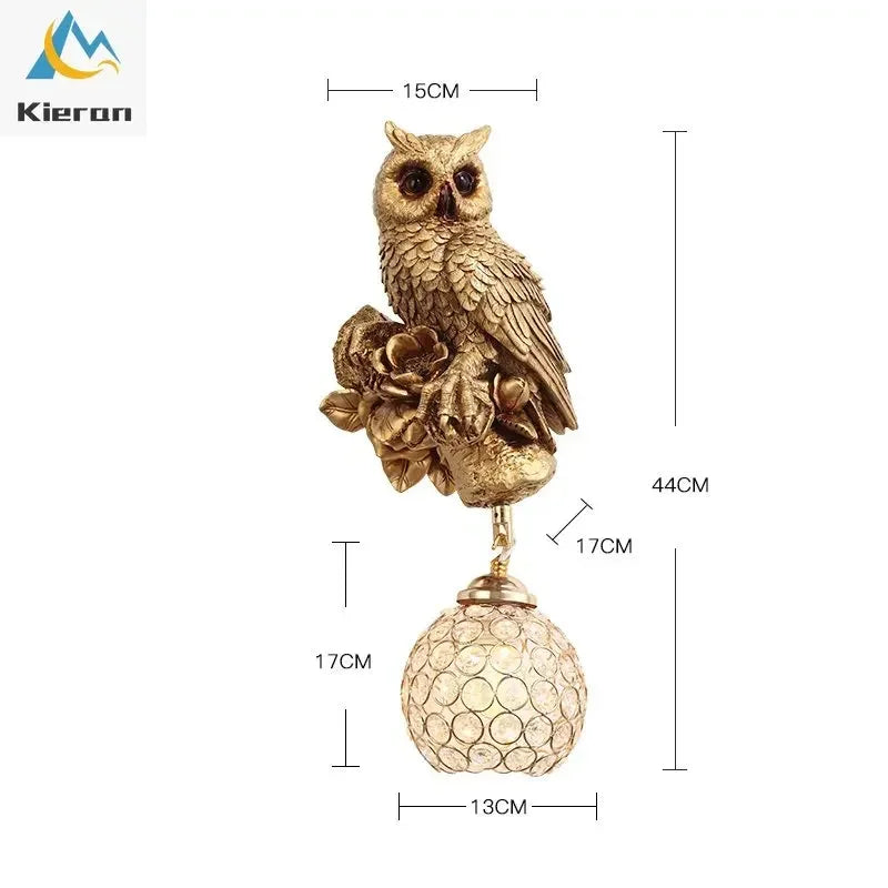 Afralia™ Crystal LED Wall Lamp: Modern Owl Wall Lights for Bedroom, Dining Room, and Living Room