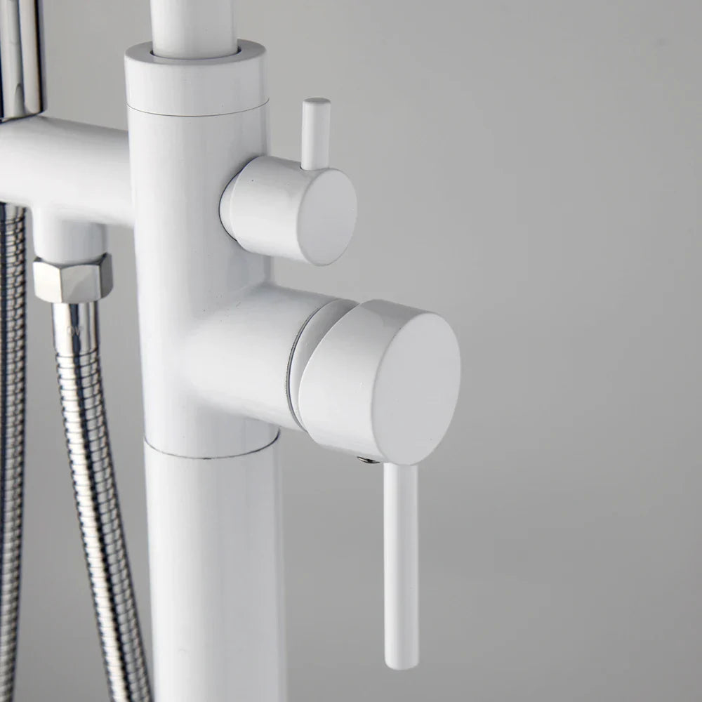Afralia™ Dual Handle Bathtub Faucet Set with Hand Shower, Floor Mounted Hot Cold Mixer