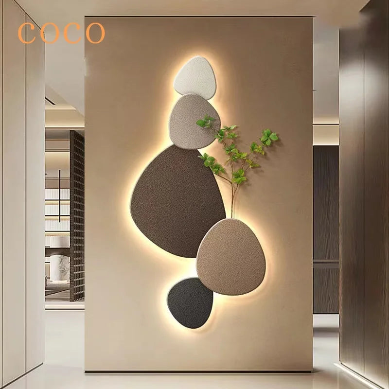 Afralia™ Green Plant Mural Wall Lamp for Modern Living Room Decor