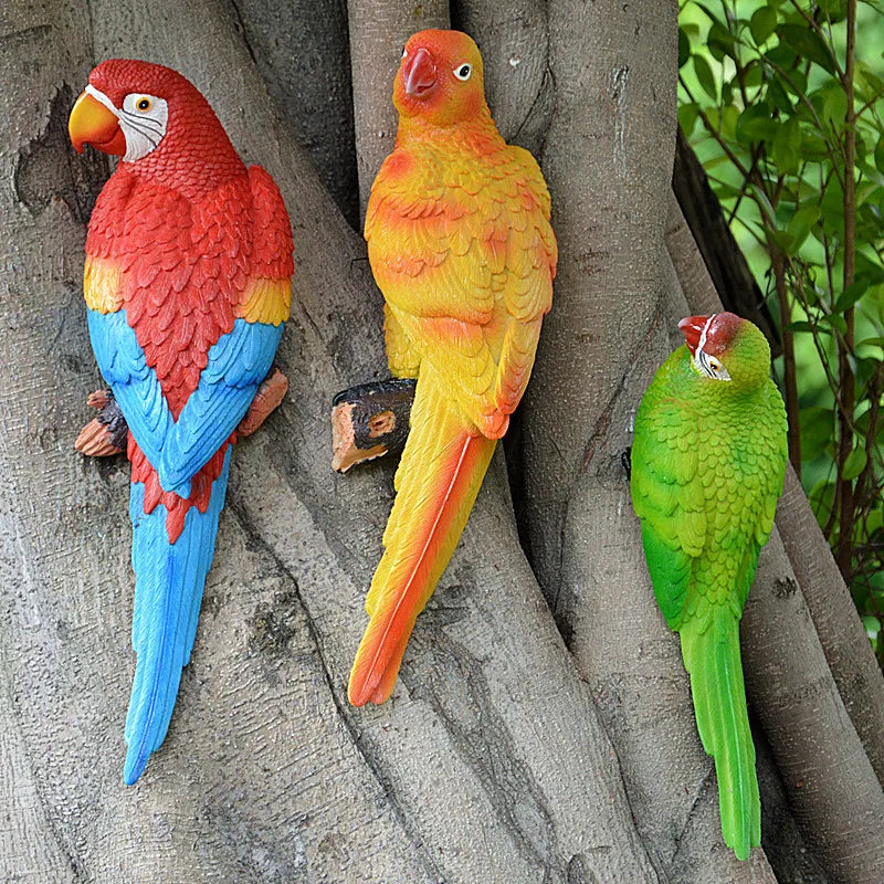 Afralia™ Parrot Figurine: Wall Hanging Decoration & Garden Sculpture