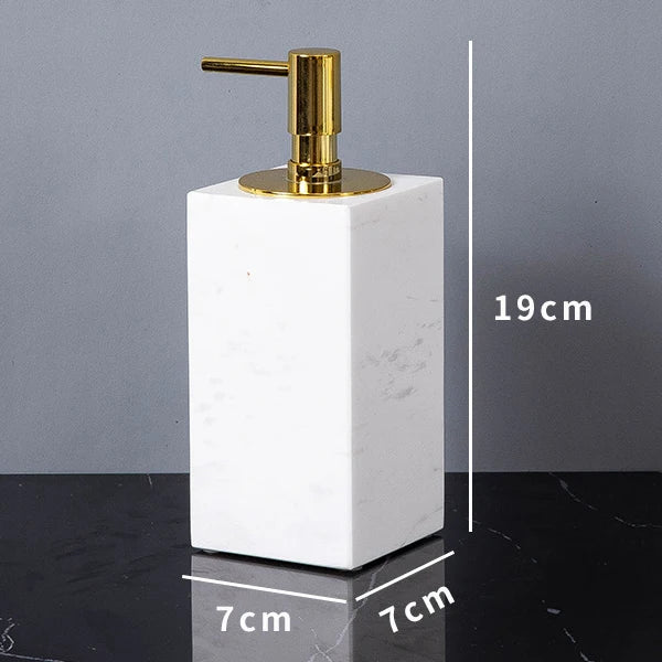Afralia™ Volakas White Marble Bathroom Set: Soap Dispenser, Toothbrush Holder, Tray