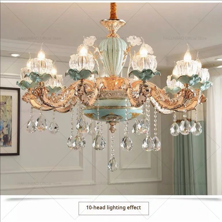 Afralia™ European Crystal Chandelier Living Room Bedroom Lamp High-Grade Villa Duplex Large