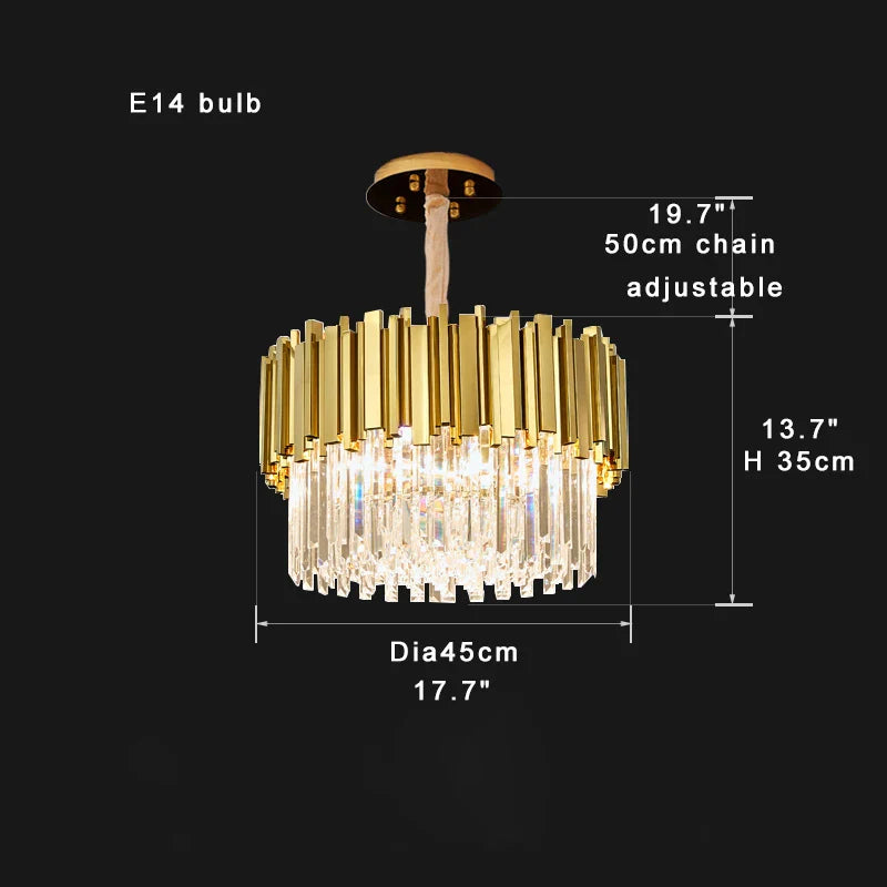 Afralia™ Gold K9 Crystal Ceiling Chandelier, Dimmable Luxury Living Room Bedroom Lighting