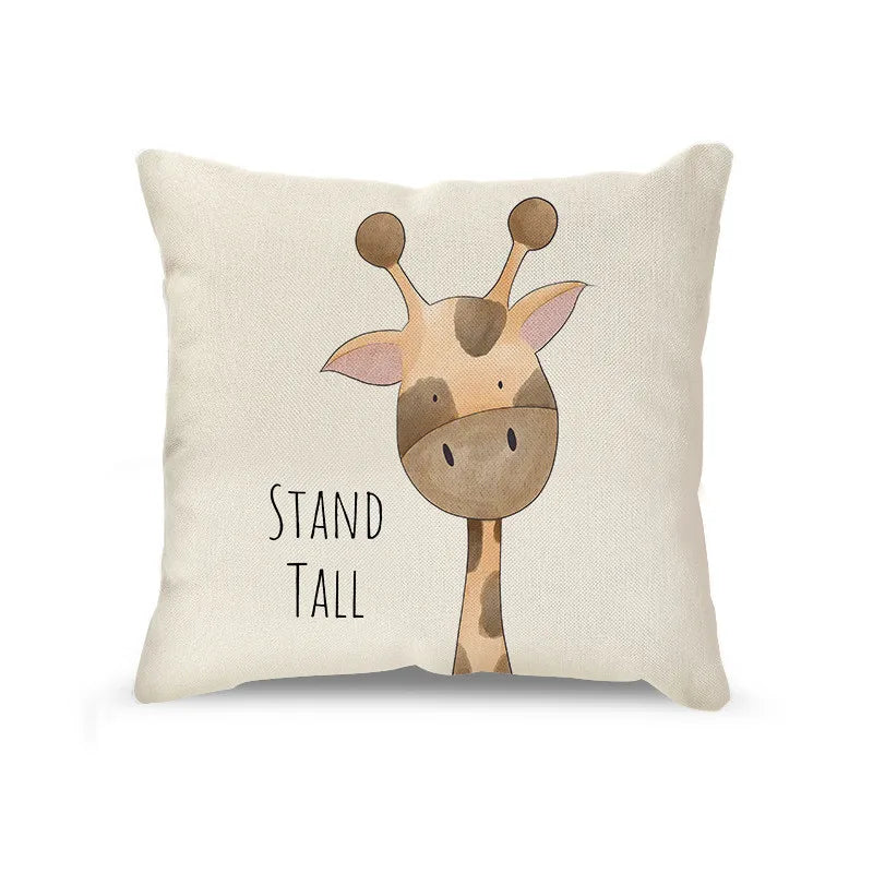 Afralia™ Cartoon Animal Linen Pillowcase | Home Decor Throw Pillow Covers for Sofa