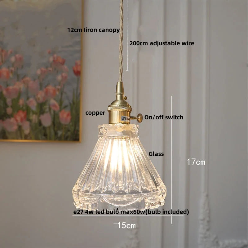 Afralia™ Glass LED Pendant Lamp Modern Copper Socket Hanging Light