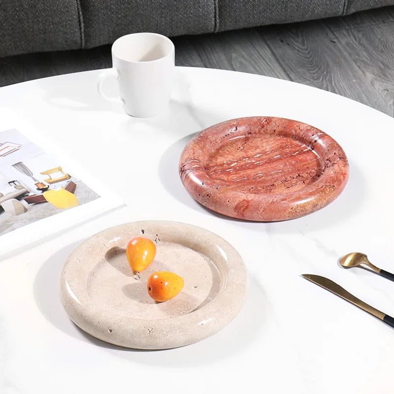Afralia™ Marble Round Tray for Bathroom Kitchen Vanity Decor - Elegant Trinket Dish