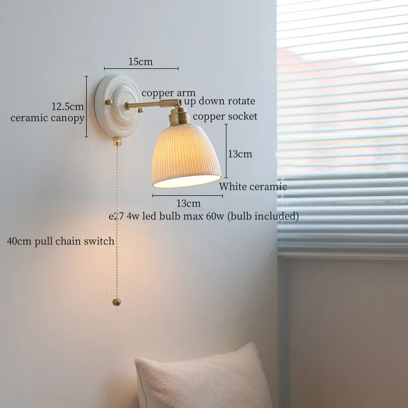 Afralia™ Ceramic Pumpkin LED Wall Sconce Modern Minimalist Bedroom Lighting