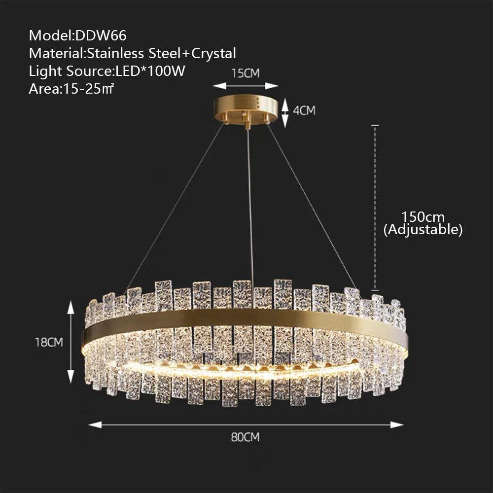 Afralia™ Crystal LED Chandelier: Gold/Black Luxury Pendant Lighting for Home