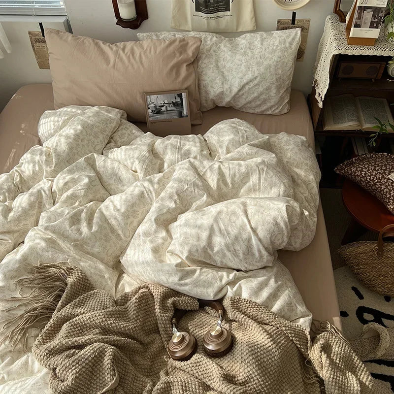 Afralia™ Cartoon Pattern Printed Cotton Bedding Set with Pillowcase