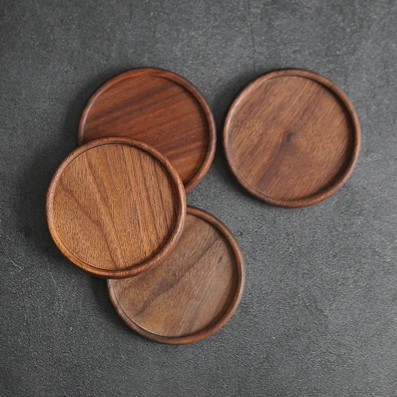 Afralia™ Walnut Wood Coaster Tea Coffee Cup Mat Set