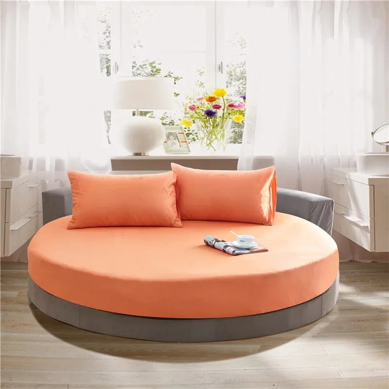 Afralia™ Round Cotton Fitted Sheet Set