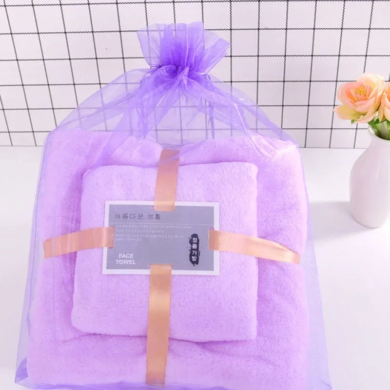Afralia™ Coral Velvet Bath Towel Set, 2pcs Soft Absorbent Fast Drying Towels