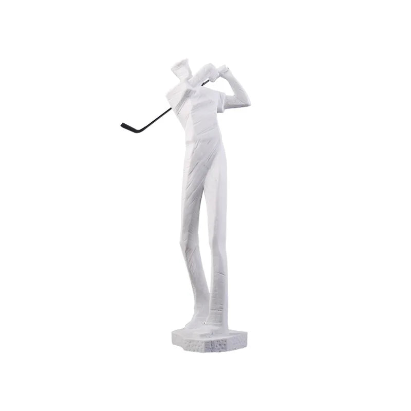 Afralia™ Golf Player Sculpture Abstract Human Body Figure Statue Resin Decor Figurine