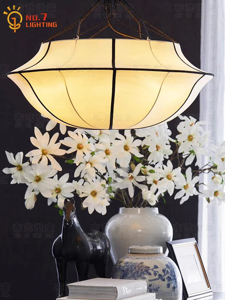 Afralia™ Silk Fabric LED Pendant Lights for Living Room, Bedroom, Kitchen Island