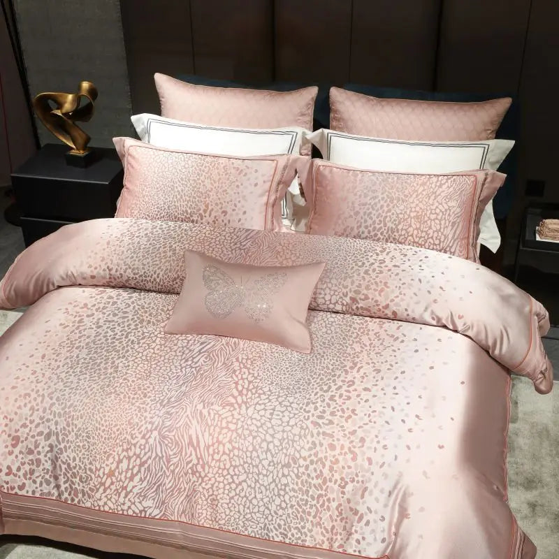 Afralia™ Leopard Print Jacquard 1000TC Egyptian Cotton Bedding Set