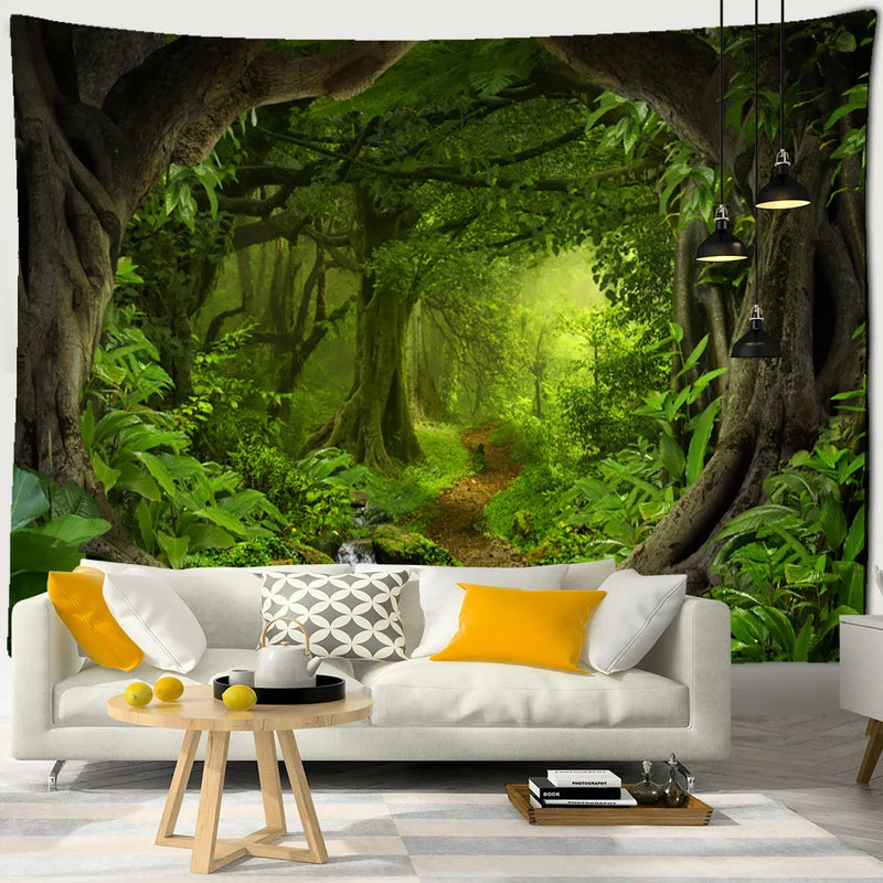 Afralia™ Mountain Sea Jungle Tapestry Wall Hanging - Bohemian Nature Landscape Psychedelic Decor