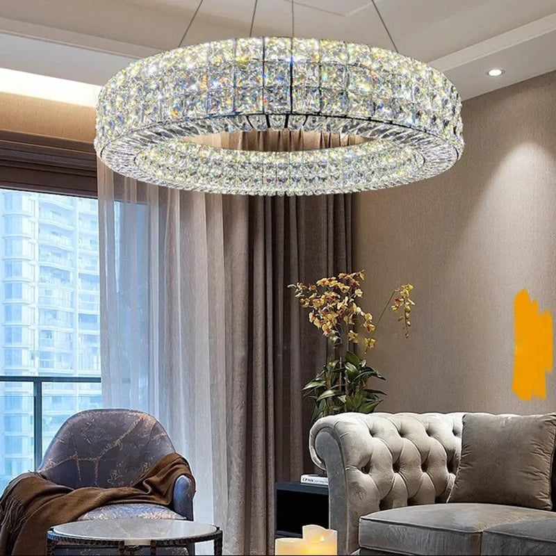 Afralia™ Crystal LED Chandelier: Dimmable Ceiling Light for Luxury Living Room Decor