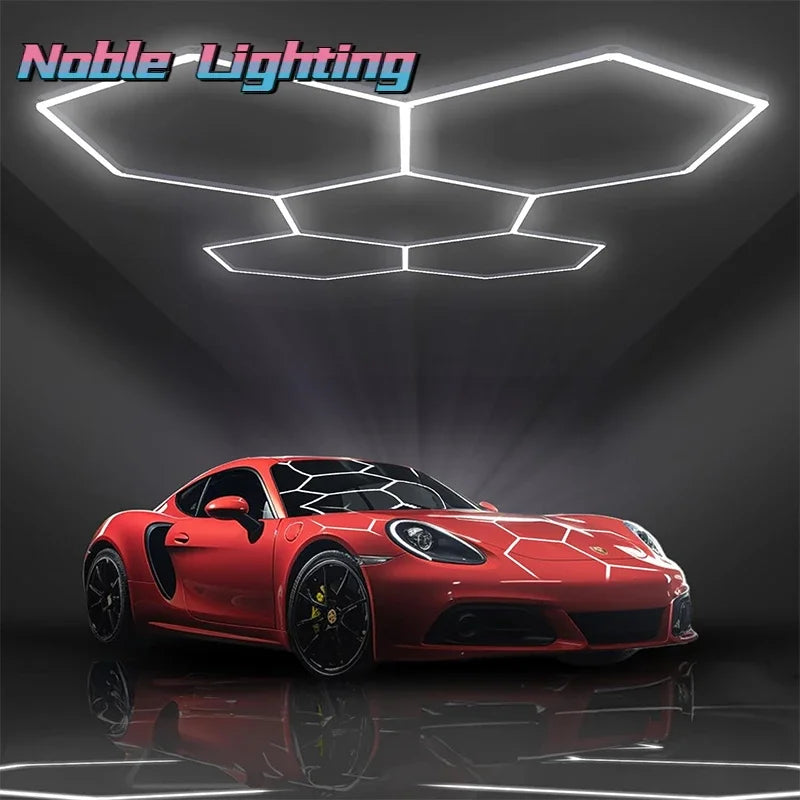 Afralia™ Hexagon LED Garage Light for Auto Body Repair Workshop