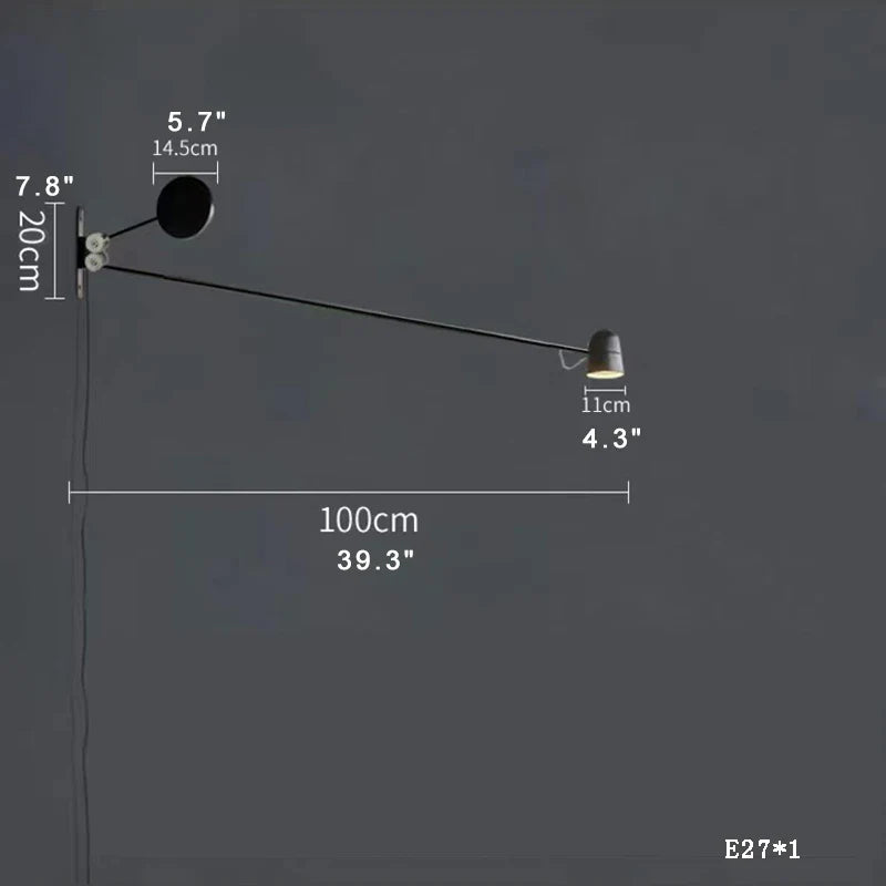 Afralia™ Modern Black/Red Wall Lamp, Adjustable Long Arm Position, Home Decor Mood Light