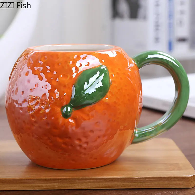 Afralia™ Colorful Fruit Ceramic Cup for Kids, Breakfast Milk Coffee Mug