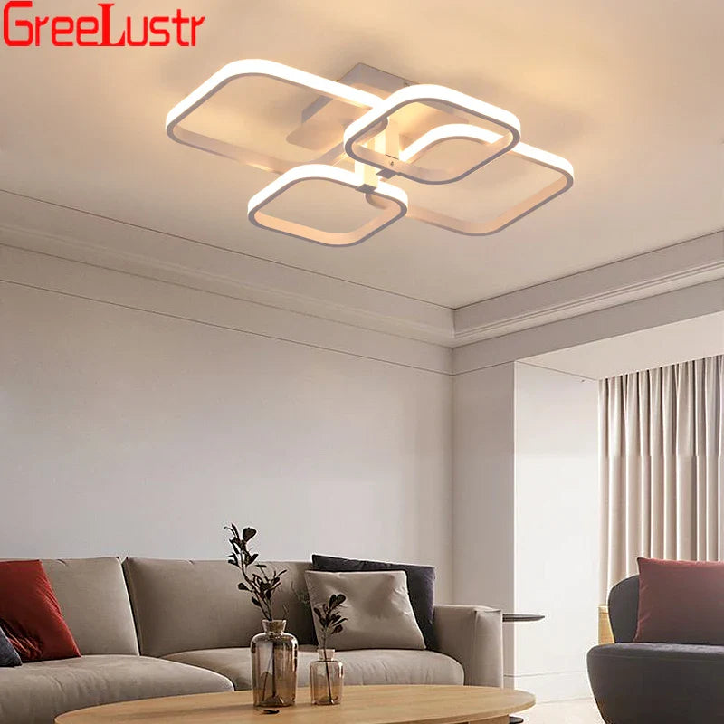 Afralia™ LED Square Chandelier Ceiling Light for Living Room Bedroom