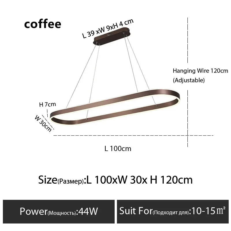 Afralia™ Modern Dimmable Ring Pendant Lamps for Kitchen Office Dining Room Lighting