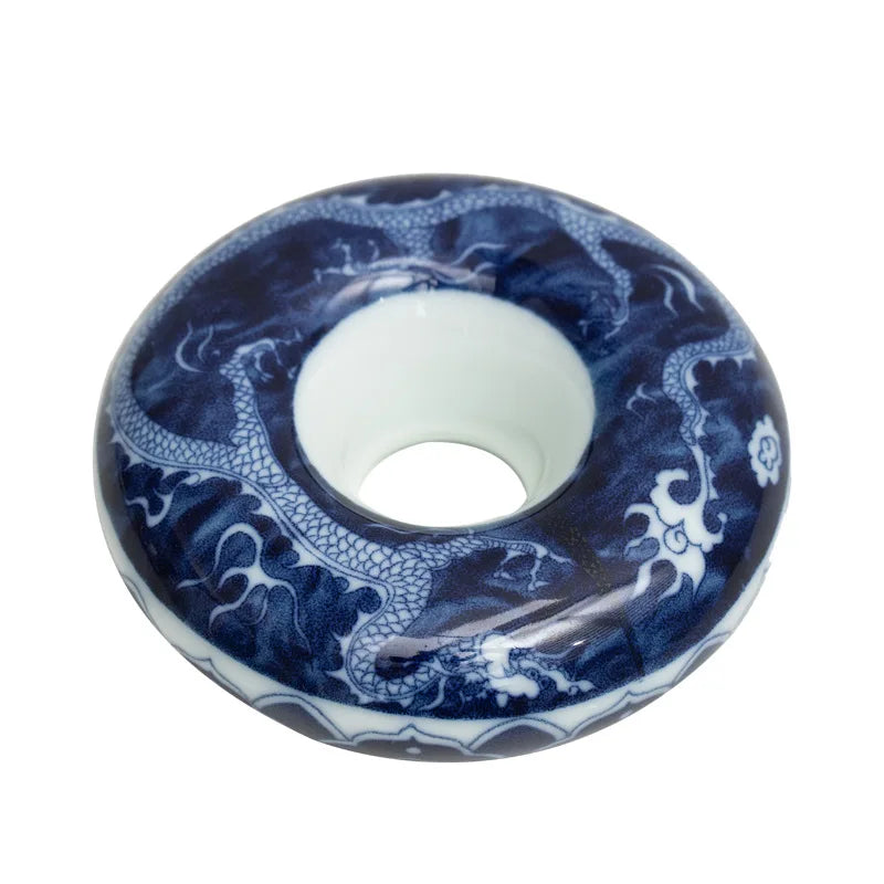 Afralia™ Blue White Porcelain Teacup Tray Set, Chinese Retro Home Decor Accessory