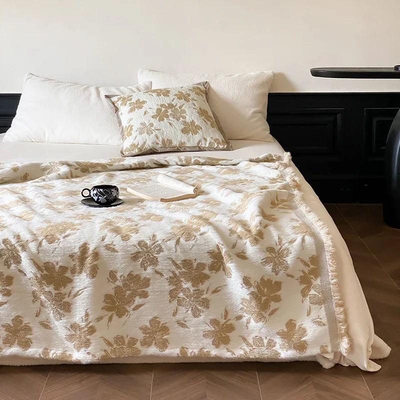 Afralia™ Luxe Mink Fur Jacquard Throw: Cozy Warmth & Style