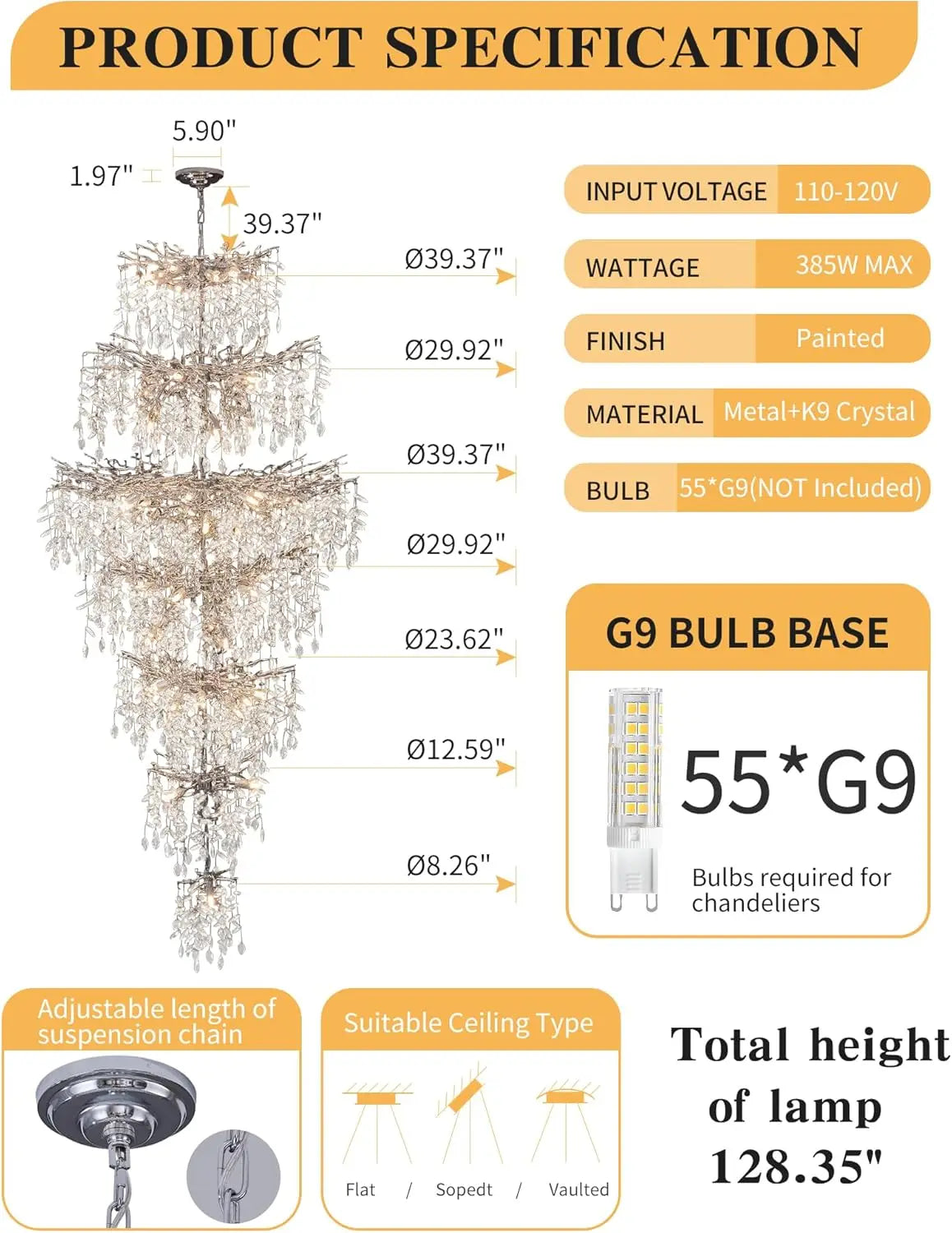 Afralia™ Silver Crystal Chandelier for Modern Staircases and Living Rooms
