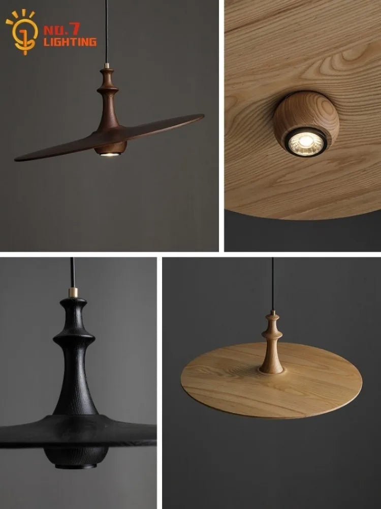 Afralia™ Solid Wood Flying Saucer Pendant Light for Home Decor and Lighting