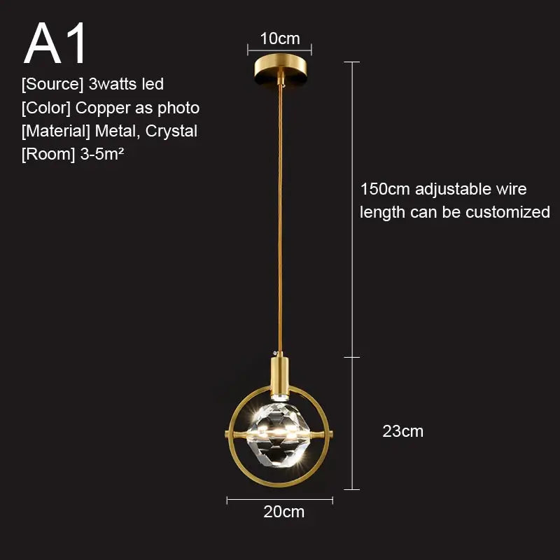 Afralia™ Crystal Pendant Lights Kitchen Fixture for Living Room, Dining Room, and Bedside