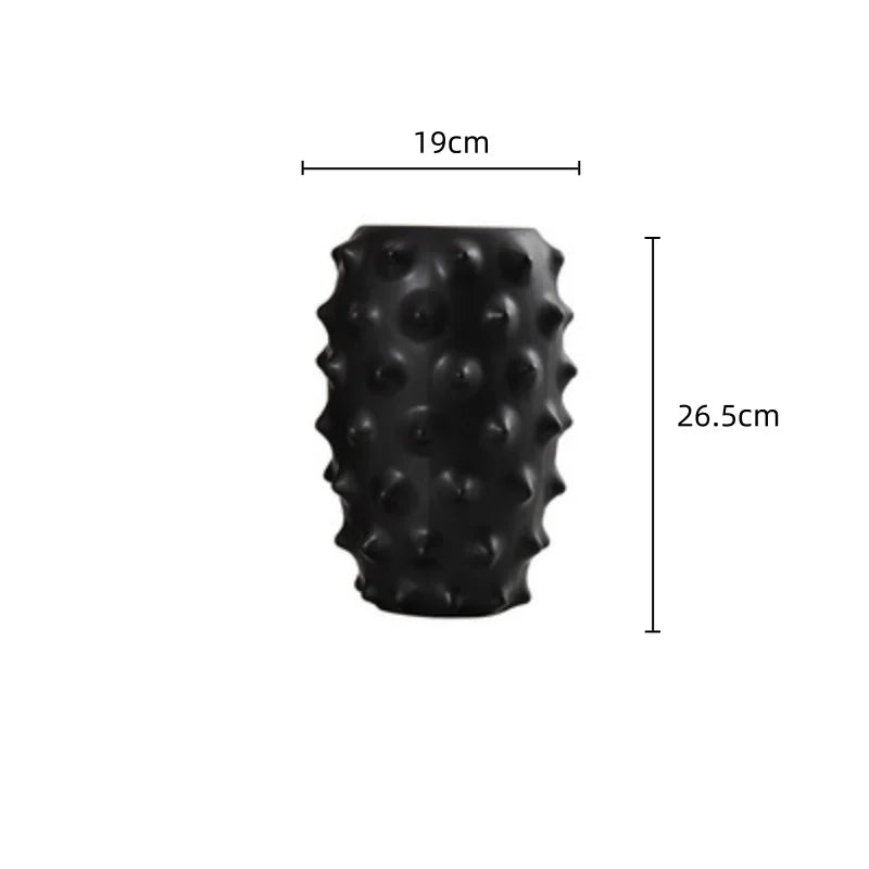 Afralia™ Black Ceramic Flower Vase Sea Cucumber Pineapple Design Unique Home Decor