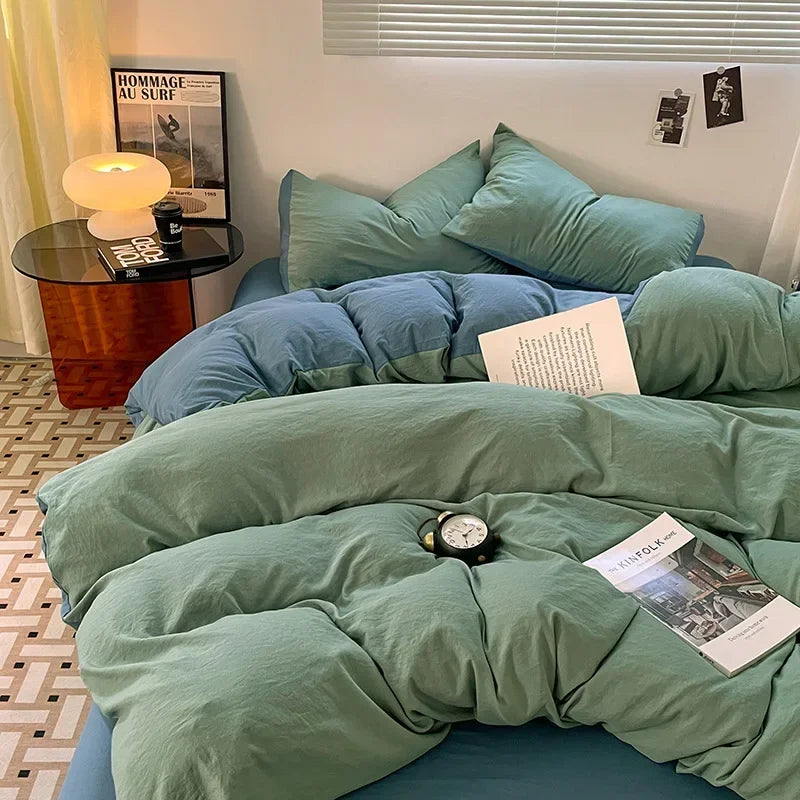 Afralia™ Soft Bedding Set: Fitted Sheet, Duvet Cover, Pillowcase - Queen/King Size