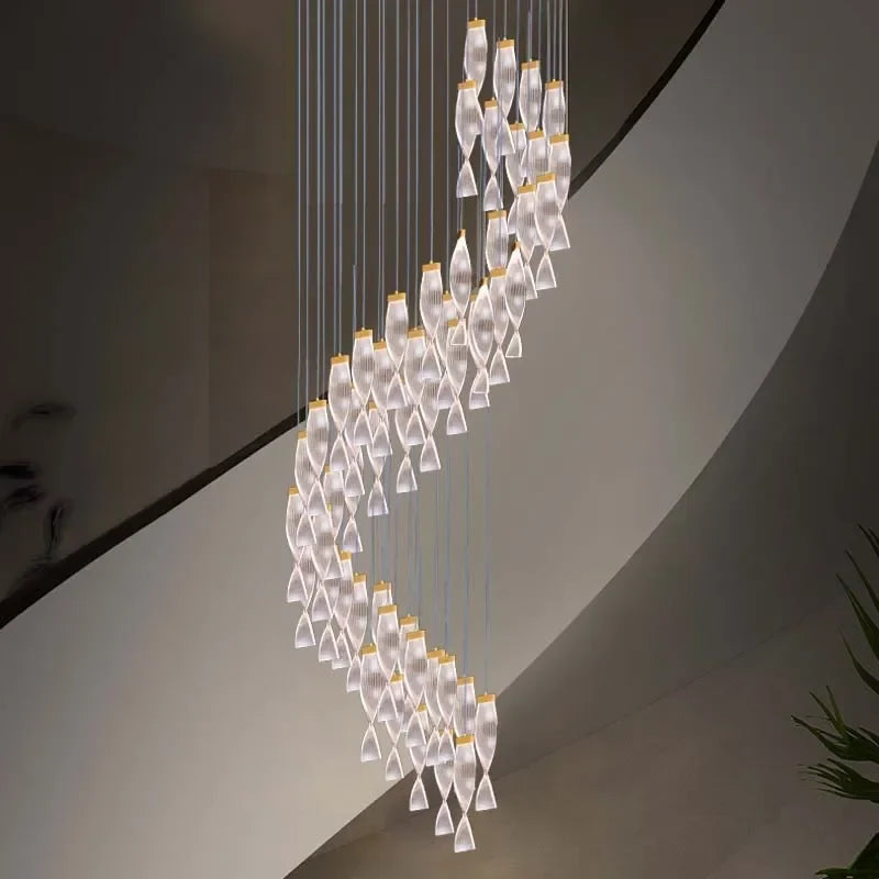 Afralia™ Luxury Acrylic LED Chandelier for Staircase Hallway and Villa