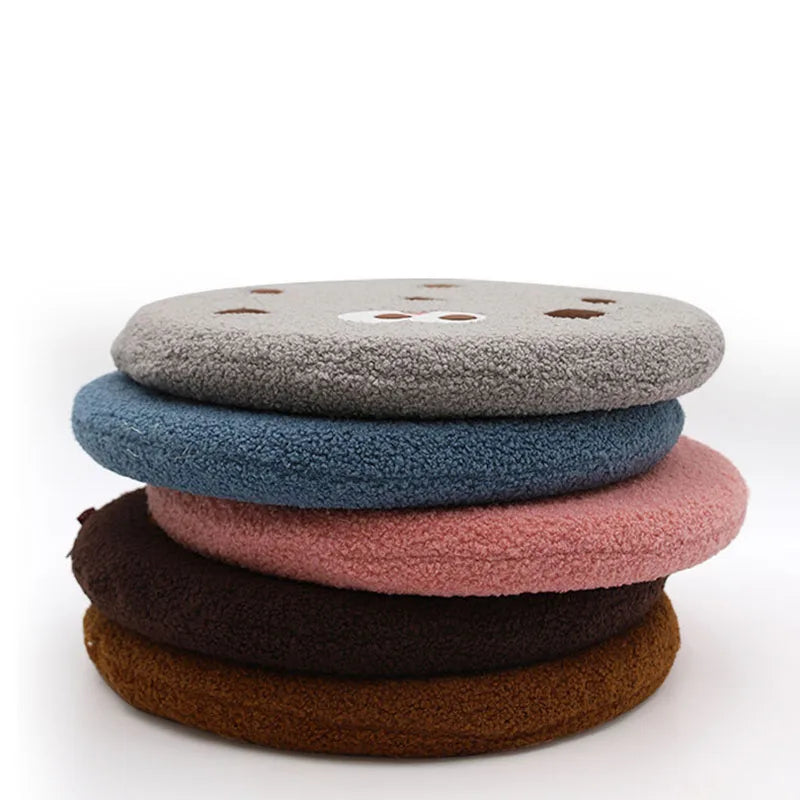 Afralia™ Teddy Hair Memory Foam Office Chair Cushion - Round Seat Pad