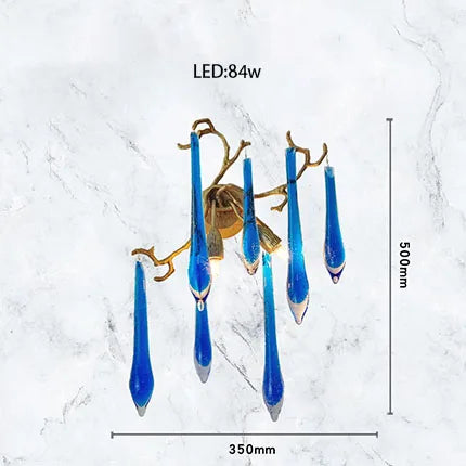 Afralia™ Classic Blue Crystal LED Hanging Chandelier for Elegant Living & Kitchen Decor