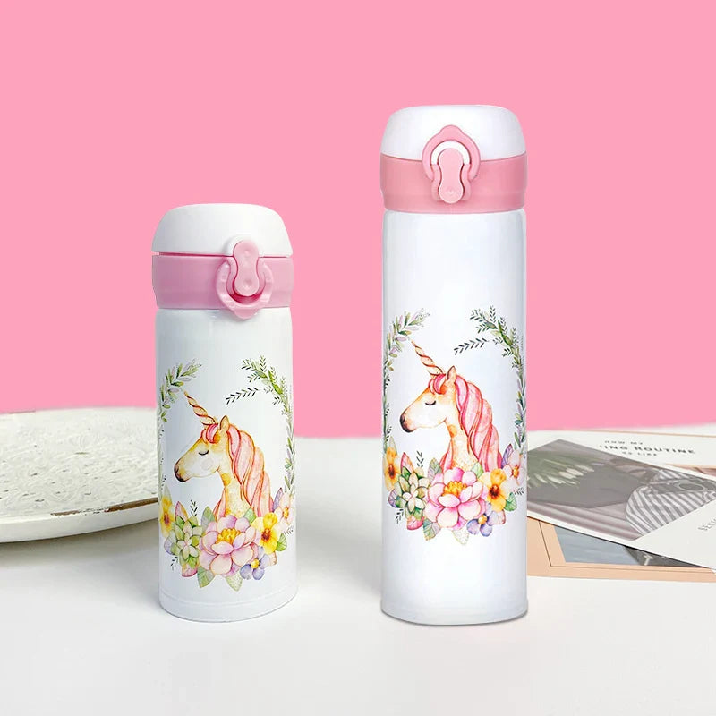 Afralia™ Unicorn Stainless Steel Vacuum Flask: Bouncing Lid Insulated Water Bottle