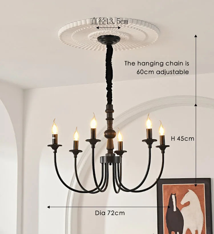 Afralia™ Black Metal Chandelier 8 Heads Pendant Lights for Home Decor